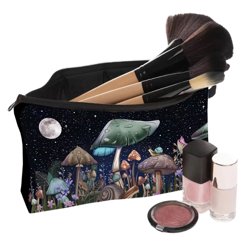 Night Sky Mushroom Patch Cosmetic Bag - Picture 4 of 6